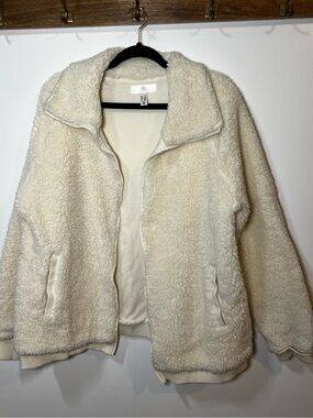 AdditionElle Plus Size Cream Sherpa Teddy Jacket for Women